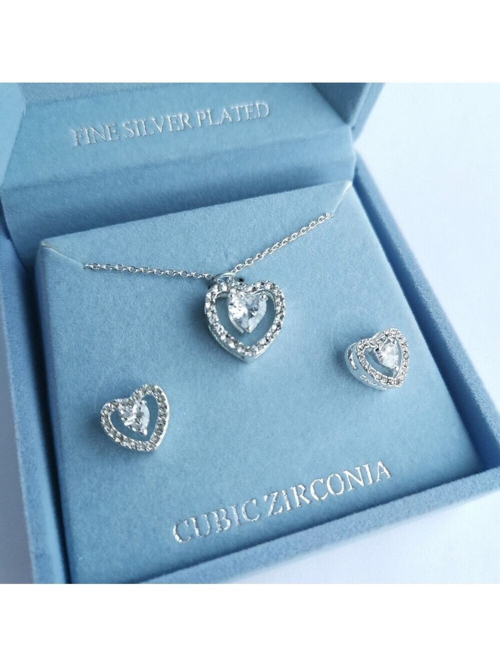 CZ  Silver Plated Necklace Earring set 🆕
